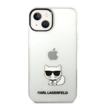 Husa de protectie telefon Karl Lagerfeld pentru iPhone 14 Plus, Choupette Logo, Plastic, Transparent