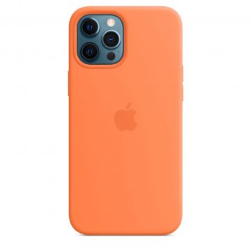 Husa telefon Apple pentru iPhone 12/12 Pro, MagSafe, Silicon, Kumquat