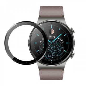 Folie de protectie ecran fullsize 3D pentru Huawei Watch GT2 Pro, 46mm, din fibra de sticla si hidrogel, negru