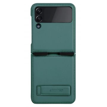 Husa Protectie Nillkin Qin Series Piele Ecologica pentru Samsung Galaxy Z Flip4, Verde inchis