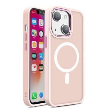 Husa Lemontti Color Matte MagSafe compatibila cu iPhone 15 Plus, Roz