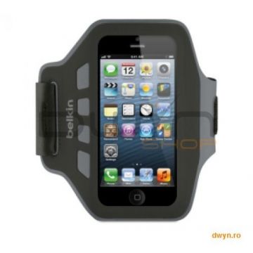 Belkin Husa armband pentru iPhone 5, Slim Fit, Neopren, Negru cu gri, F8W299vfC00