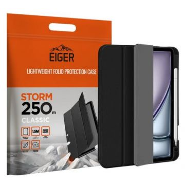 Husa Book Cover Eiger Storm 250m Classic EGSR00230, pentru Apple iPad Air 13 2024/Pro 12.9 2021/2022 (Negru)