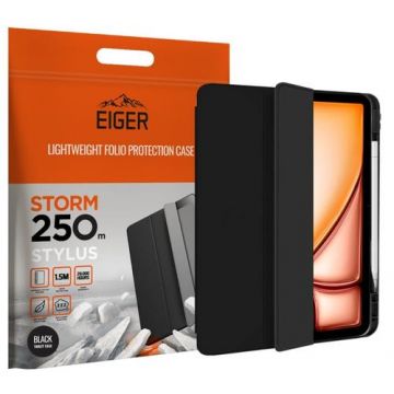 Husa Book Cover Eiger Storm 250m Stylus EGSR00232, pentru Apple iPad Air 11 2024 (Negru)