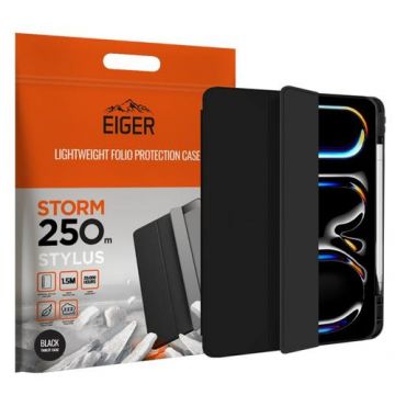 Husa Book Cover Eiger Storm 250m Stylus EGSR00235, pentru Apple iPad Pro 13 2024 (Negru)