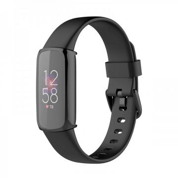 Husa de protectie tip rama cu ecran din silicon electroplacat pentru Fitbit Luxe, negru