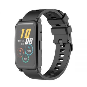 Husa de protectie tip rama cu ecran din silicon electroplacat pentru Huawei Honor Watch ES, negru