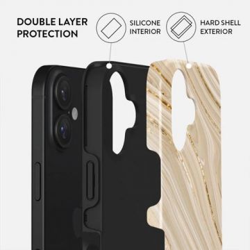 Husa Dual Layer Full Glam Burga pentru iPhone 16 Plus, Crem