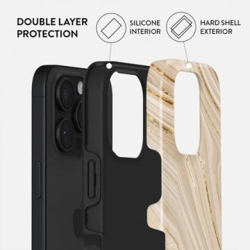 Husa Dual Layer Full Glam Burga pentru iPhone 16 Pro, Crem