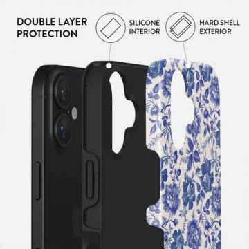 Husa Dual Layer Garden Stories Burga pentru iPhone 16, Albastru