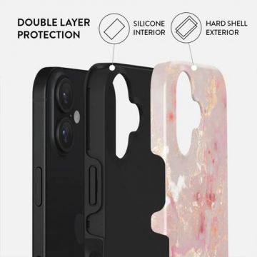 Husa Dual Layer Golden Coral Burga pentru iPhone 16, Multicolor