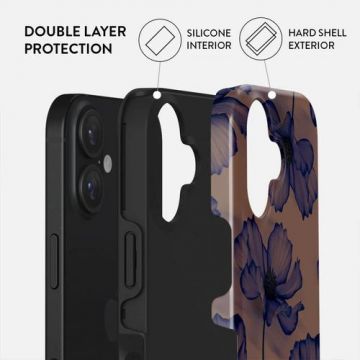 Husa Dual Layer Velvet Night Burga pentru iPhone 16, Multicolor