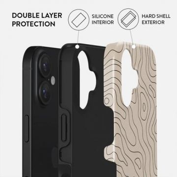 Husa Dual Layer Wild Terrain Burga pentru iPhone 16, Bej