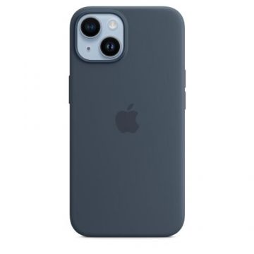 Husa Protectie Apple MW5T3ZM/A pentru iPhone 14, Silicon, MagSafe (Albastru)