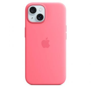 Husa Protectie Spate Apple MWN93ZM/A pentru iPhone 15, Silicon, MagSafe (Roz)