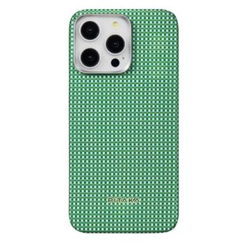 Husa Protectie Spate Pitaka MagEZ 5 pentru iPhone 15 Pro, MagSafe (Alb/Verde)