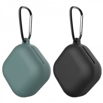 Set 2 huse de protectie pentru casti Samsung Galaxy Buds Live, din silicon si carlige de prindere, negru, verde