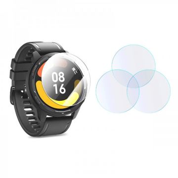 Set 3 folii de protectie ecran pentru Xiaomi Watch S1, din sticla securizata, rezistenta la zgarieturi si apa, antisoc, transparent