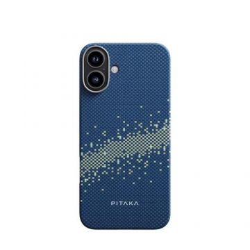 Carcasa PITAKA Tactile Woven compatibila cu iPhone 16, Albastru