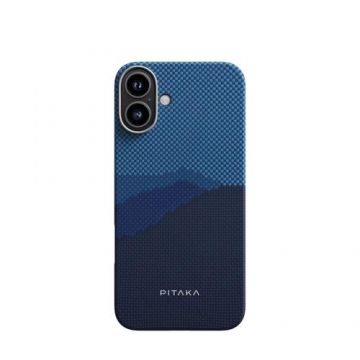 Carcasa PITAKA Tactile Woven compatibila cu iPhone 16, Albastru