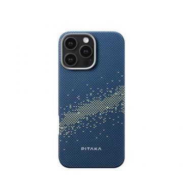 Carcasa PITAKA Tactile Woven compatibila cu iPhone 16 Pro, Albastru