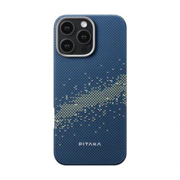 Carcasa PITAKA Tactile Woven compatibila cu iPhone 16 Pro Max, Albastru