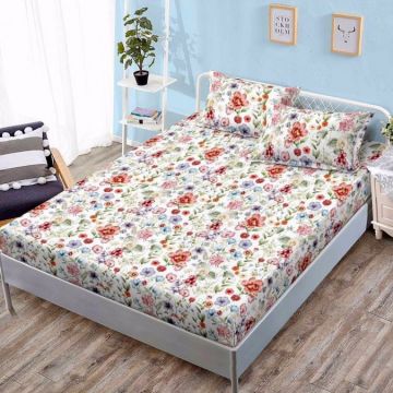 Cearsaf cu elastic Bumbac FINET 160x200cm 2 fete de perne 50x70cm Multicolor floricele