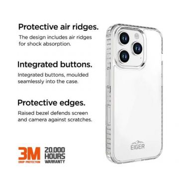 Husa Ice Grip Eiger pentru iPhone 16 Pro Max, Transparent