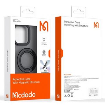 Husa Mata MagSafe Mcdodo pentru iPhone 16 Pro cu suport, Negru