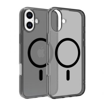 Husa Protectie Spate Dviced DV511019, Magsafe, pentru iPhone 16 Plus (Negru/Semi-transparent)