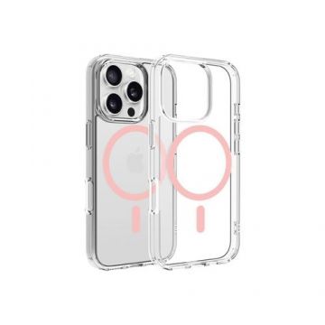 Husa Protectie Spate Dviced DV511022, Magsafe, pentru iPhone 16 Pro (Roz/Transparent)