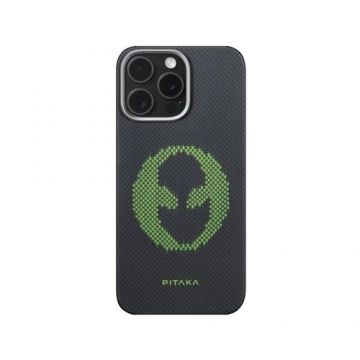 Husa Protectie Spate Pitaka MagEZ 5 Tactile Woven, Aramida, pentru iPhone 16 Pro, MagSafe Alien (Multicolor)