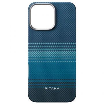 Husa Tactile Woven Aramida Magsafe Pitaka pentru iPhone 16 Pro, Albastru