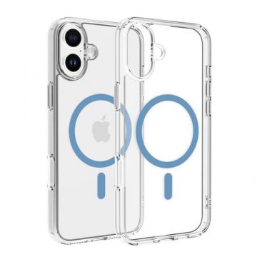 Husa Protectie Spate Dviced DV511016, Magsafe, pentru iPhone 16 Plus (Transparent/Albastru)