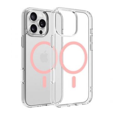 Husa Protectie Spate Dviced DV511029, Magsafe, pentru iPhone 16 Pro Max (Transparent/Roz)